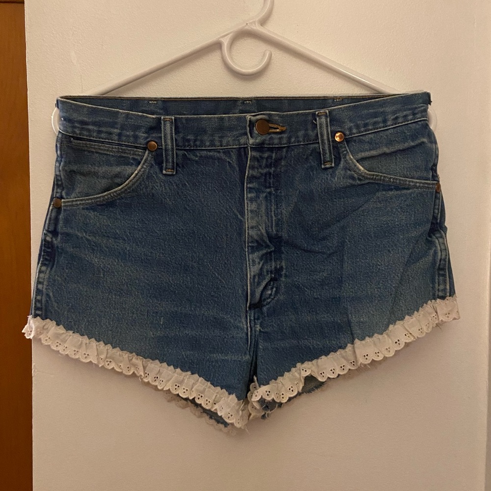 Wrangler jean shorts with lace trim